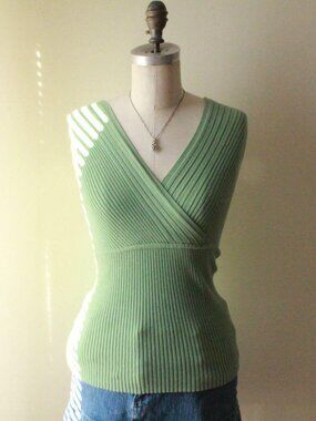 vintage old navy sage ribbed wrap tank
